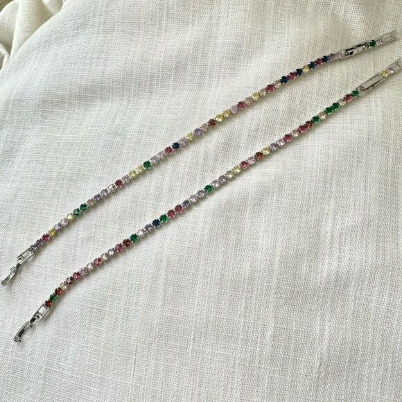 Set of 2 Rainbow Cubic Zirconia tennis bracelet - Picture 4 of 4